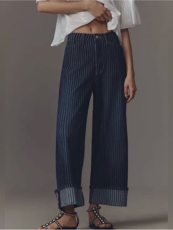 Pilcro Denim - Anthropologie Pilcro Pinstripe Wide-Leg Jeans